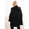 Dámský kabát Plus Size s kapucí a zipem černý (Velikost universal, Barva Černá)