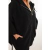 Dámský kabát Plus Size s kapucí a zipem černý (Velikost universal, Barva Černá)