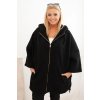 Dámský kabát Plus Size s kapucí a zipem černý (Velikost universal, Barva Černá)