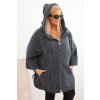 Dámský kabát Plus Size s kapucí a zipem grafitový (Velikost universal, Barva Grafit)