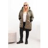 Dámská zimní bunda Plus Size prošívaná s kapucí khaki (Velikost universal, Barva Khaki)