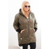 Dámská zimní bunda Plus Size prošívaná s kapucí khaki (Velikost universal, Barva Khaki)