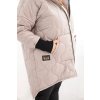 Dámská zimní bunda Plus Size prošívaná s kapucí tmavě béžová (Velikost universal, Barva Tmavě béžová)