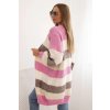 Dámský pruhovaný kardigan/BARVY (Velikost universal, Barva Růžová)