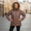 zimní bunda s kapucí pro ženy nejen 50+60+70+ hnědá