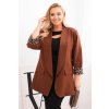 Dámská Plus Size sako s podšívkou v leopardím vzoru čokoládově hnědé (Velikost universal, Barva Čokoláda)