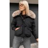 krátká zimní bunda s kožešinou černá
