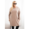 Dámské šaty Plussize s kapsou a 3/4 rukávem camel (Velikost universal, Barva Camelová)