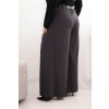 Dámské kalhoty Plus Size s širokou nohavicí a páskem grafit (Velikost universal, Barva Grafit)