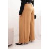 Dámské kalhoty Plus Size s širokou nohavicí a páskem camel (Velikost universal, Barva Camelová)