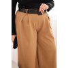 Dámské kalhoty Plus Size s širokou nohavicí a páskem camel (Velikost universal, Barva Camelová)