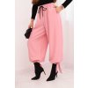Dámské široké kalhoty se zavazováním dole světle růžové (Velikost universal, Barva Světle růžová)