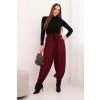 Dámské široké kalhoty se zavazováním dole bordo (Velikost universal, Barva Bordó)