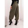 Dámské široké kalhoty se zavazováním dole khaki (Velikost universal, Barva Khaki)