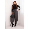 Dámské široké kalhoty se zavazováním dole grafit (Velikost universal, Barva Grafit)