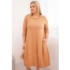 Dámské bavlněné Plussize šaty s kapsami camel (Velikost universal, Barva Camelová)