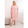 Dámské bavlněné Plussize šaty s kapsami pudrově růžové (Velikost universal, Barva Pudrově růžová)
