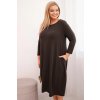Dámské bavlněné Plussize šaty s kapsami hnědé (Velikost universal, Barva Hnědá)