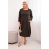 Dámské bavlněné Plussize šaty s kapsami hnědé (Velikost universal, Barva Hnědá)