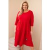 Dámské bavlněné Plus Size šaty s volánem červené (Velikost universal, Barva Červená)