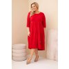 Dámské bavlněné Plus Size šaty s volánem červené (Velikost universal, Barva Červená)