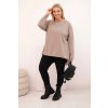 Dámská asymetrická  blůza Plussize s dlouhým rukávem/BARVY (Velikost universal, Barva Béžová)