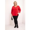 Dámská bavlněná blůza Plussize s výstřihem do V a ohrnovacími rukávy/BARVY (Velikost universal, Barva Fango)