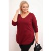 Dámská bavlněná blůza Plussize s výstřihem do V a ohrnovacími rukávy/BARVY (Velikost universal, Barva Fango)