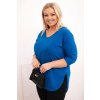 Dámská bavlněná blůza Plussize s výstřihem do V a ohrnovacími rukávy/BARVY (Velikost universal, Barva Fango)