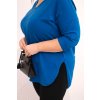 Dámská bavlněná blůza Plussize s výstřihem do V a ohrnovacími rukávy/BARVY (Velikost universal, Barva Fango)