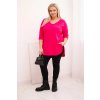 Dámská bavlněná blůza Plussize s výstřihem do V a ohrnovacími rukávy/BARVY (Velikost universal, Barva Fango)