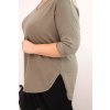 Dámská bavlněná blůza Plussize s výstřihem do V a ohrnovacími rukávy/BARVY (Velikost universal, Barva Fango)
