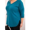 Dámská bavlněná blůza Plussize s výstřihem do V a ohrnovacími rukávy/BARVY (Velikost universal, Barva Fango)