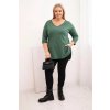 Dámská bavlněná blůza Plussize s výstřihem do V a ohrnovacími rukávy/BARVY (Velikost universal, Barva Fango)