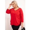 Dámská bavlněná blůza Plussize s výstřihem do V a ohrnovacími rukávy/BARVY (Velikost universal, Barva Fango)