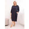 Dámské bavlněné Plussize šaty s kapsami granát (Velikost universal, Barva Námořnická modř)