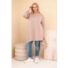 Dámská tunika Plussize z viskózy s volným střihem a dlouhým rukávem/BARVY (Velikost universal, Barva Grey)