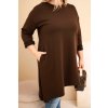 Dámská tunika Plussize z viskózy s volným střihem a dlouhým rukávem/BARVY (Velikost universal, Barva Grey)