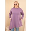 Dámská tunika Plussize z viskózy s volným střihem a dlouhým rukávem/BARVY (Velikost universal, Barva Grey)