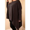 Dámská tunika z bavlny s asymetrickým spodním lemem/BARVY (Velikost universal, Barva Černá)