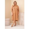 Dámské bavlněné Plus Size šaty s volánem  camel (Velikost universal, Barva Camelová)