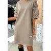 krárké basic šaty hnědé