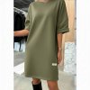 krátké basic šaty khaki
