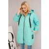 Dámská Plus Size prošívaná bunda s kapucí a nápisem HOPE mátová (Velikost universal, Barva Mátový)