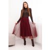 Dámská midi sukně tylová s podšívkou viskóza bordová (Velikost universal, Barva Bordó)