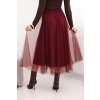 Dámská midi sukně tylová s podšívkou viskóza bordová (Velikost universal, Barva Bordó)