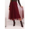 Dámská midi sukně tylová s podšívkou viskóza bordová (Velikost universal, Barva Bordó)