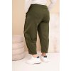 Dámské bavlněné kalhoty Plus Size volného střihu s vysokým pasem khaki (Velikost universal, Barva Khaki)