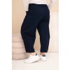 Dámské bavlněné kalhoty Plus Size volného střihu s vysokým pasem modré (Velikost universal, Barva Námořnická modř)