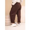 Dámské kalhoty z bavlny Plus Size volného střihu s vysokým pasem hnědé (Velikost universal, Barva Hnědá)